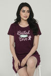 Zivame Farm Lore Knit Cotton Night Dress - Plum Purple — thumbnail 5